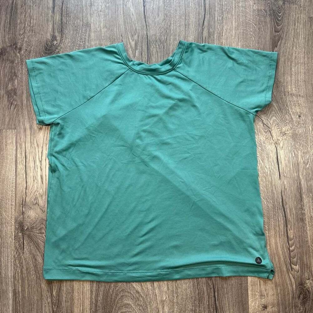 Prana Short Sleeve Workout Shirt Size L Teal Yoga Gym